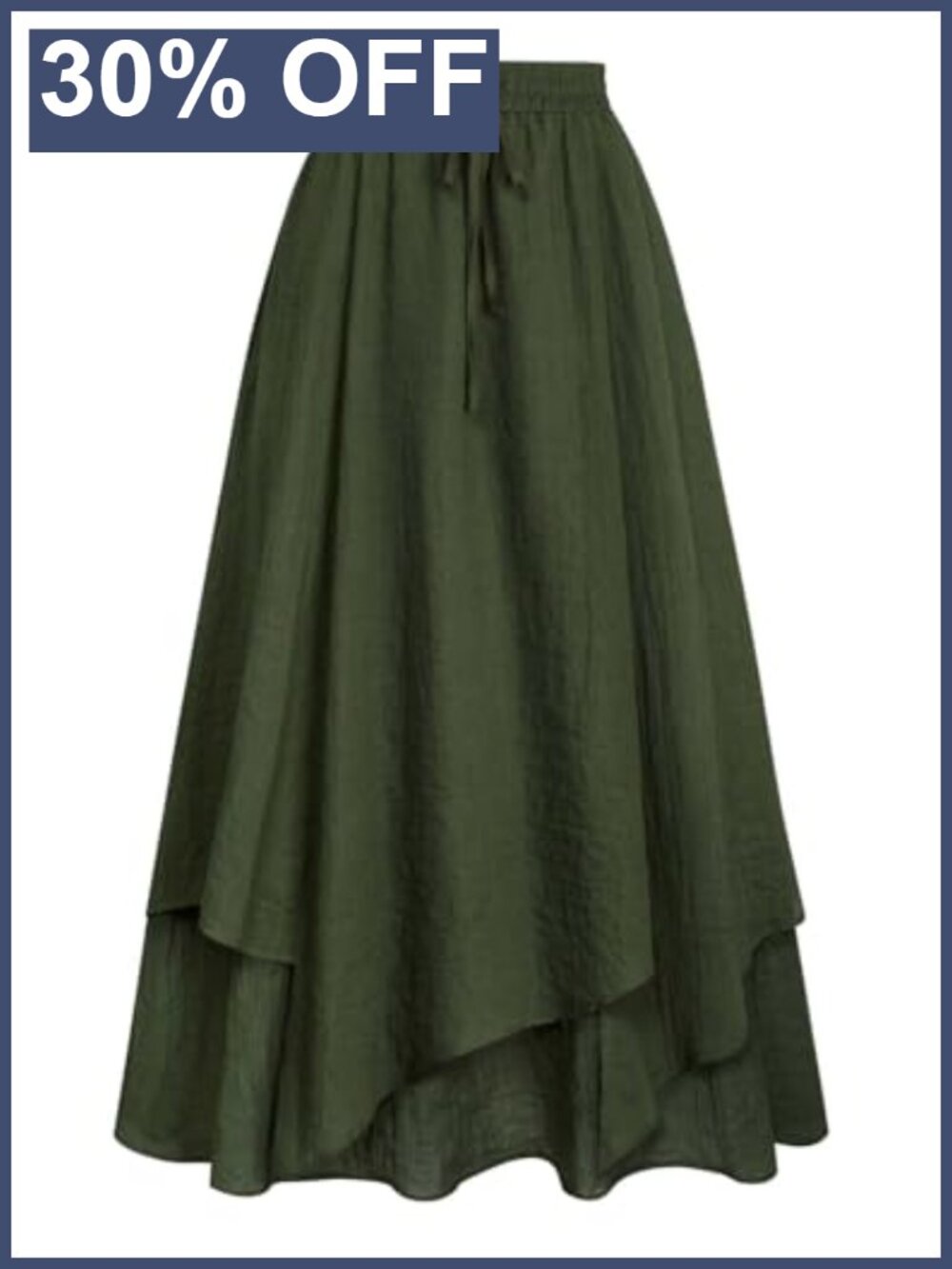 Renaissance A-Line Layered Maxi Skirt with Pockets Elastic High Waist